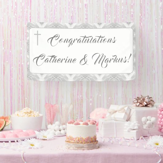 ホワイトサテフェイクン 横断幕 (パーティー)