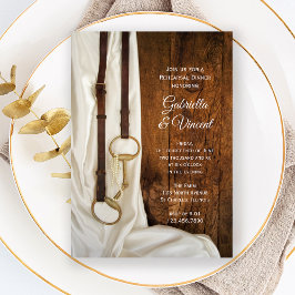 ホワイトサテンと馬ビットのリハ結婚ーサルディナー 招待状