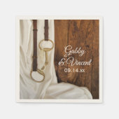 ホワイトサテンと馬ビットカントリーウェスタン結婚ズ スタンダードカクテルナプキン (正面)