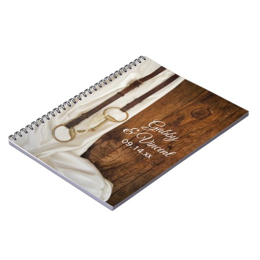 ホワイトサテンと馬ビットカントリーウェスタン結婚ズ ノートブック (左側)