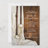 ホワイトサテンと馬ビットカントリーウェスタン結婚ズ 招待状 (正面)