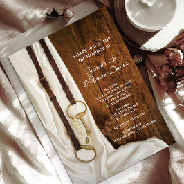 ホワイトサテンと馬ビットカントリーウェスタン結婚ズ 招待状