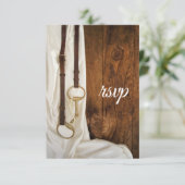 ホワイトサテンと馬ビットカントリーウェディングRSVP 出欠カード (スタンド正面)