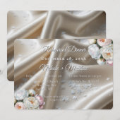 ホワイトサテンのバラの結婚式 招待状 (正面/裏面)
