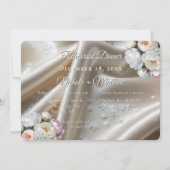ホワイトサテンのバラの結婚式 招待状 (正面)