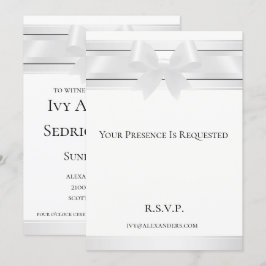 ホワイトサテンの夜のホワイトフォーマル招待状 招待状