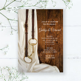 ホワイトサテンアンドホースビットウェスタン婚約パーティ 招待状