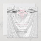 ホワイトサテングリッターピンククロスファースト 招待状 (正面)