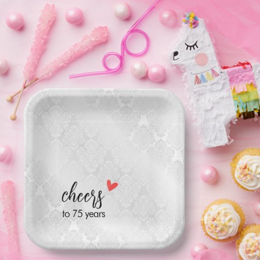 ホワイトサテンダマスク75周年記念 ペーパープレート (パーティー)