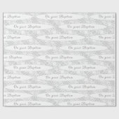 ホワイトサテンフェイクとレースのカスタマイズ可能な洗礼 ラッピングペーパー (フラット)