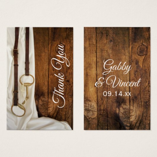 ホワイトサテンホースビットウェスタン結婚式の引き出物ラベル (正面&裏面)