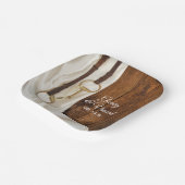 ホワイトサテンホースビットカントリーウェスタン結婚ズ ペーパープレート (傾斜あり)