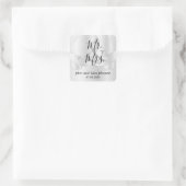 ホワイトサテン結婚の鐘 |パーソナライズされた | スクエアシール (バッグ)