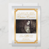 ホワイトサテン金ゴールド招待状 招待状 (正面)