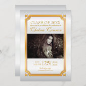 ホワイトサテン金ゴールド招待状 招待状 (正面/裏面)