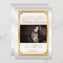 ホワイトサテン金ゴールド招待状 招待状