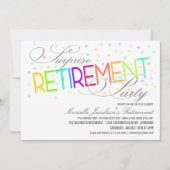 ホワイトサプライズかわいらしリタイアメントパーティの招待状 招待状 (正面)