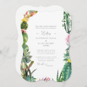 ホワイトサボテンエレガント花嫁の親ブラケット 招待状 (正面/裏面)