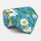 ホワイトサマーデイジーオンアクア ネクタイ (ロール)