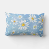 ホワイトサマーデイジーデザインオンブルー ランバークッション (裏面)