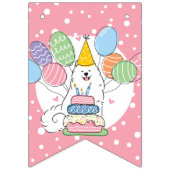 ホワイトサモエドハッピーバースデーパーティーバンティングフラグ バンティングフラッグ (第1の旗)