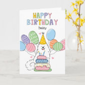 ホワイトサモエードドッグハッピーバースデーカード カード (黄色い花)