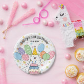 ホワイトサモエードドッグバースデーパーティー紙プレート ペーパープレート (パーティー)