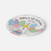 ホワイトサモエードドッグバースデーパーティー紙プレート ペーパープレート (アングル)