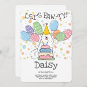 ホワイトサモエードドッグ誕生日パーティーの招待 招待状 (正面/裏面)