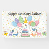 ホワイトサモエードドッグ誕生日パーティー 横断幕 (横)