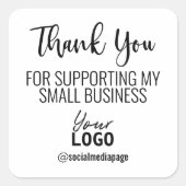 ホワイトサンキューサポートSmall Businessロゴ スクエアシール (正面)