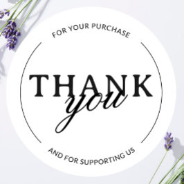 ホワイトサンキュースモールビジネスミニマリストステッカー ラウンドシール