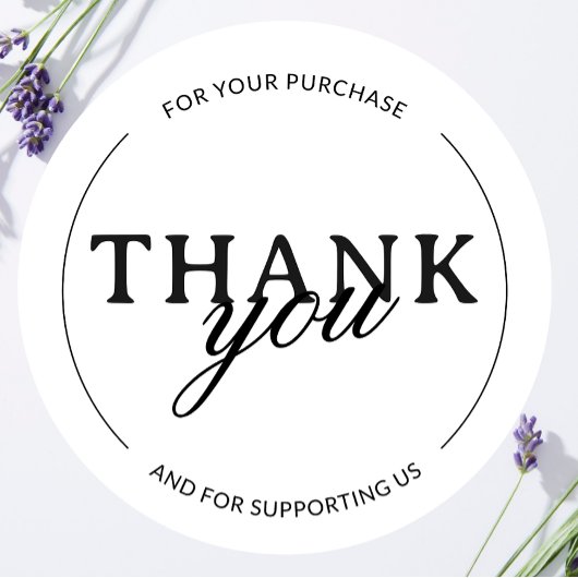 ホワイトサンキュースモールビジネスミニマリストステッカー ラウンドシール