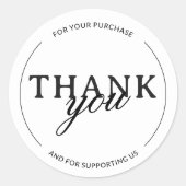 ホワイトサンキュースモールビジネスミニマリストステッカー ラウンドシール (正面)