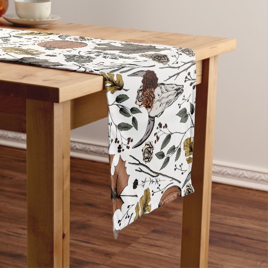 ホワイトサンクスギビングカウズスカル秋ハーベスト ロングテーブルランナー (インサイチュ)