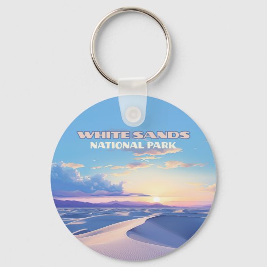 ホワイトサンズナショナルパークサンセットデュネスニューメキシコ キーホルダー (正面)