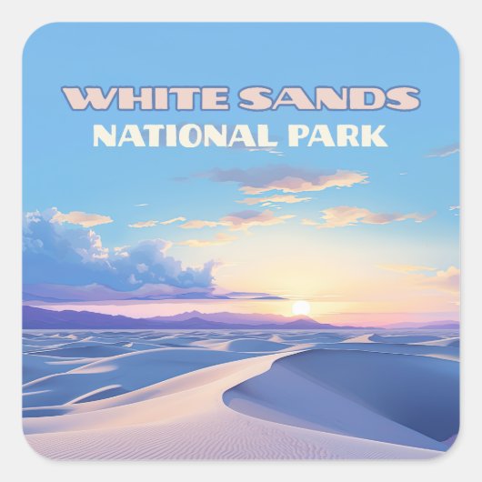 ホワイトサンズナショナルパークサンセットデュネスニューメキシコ スクエアシール (正面)