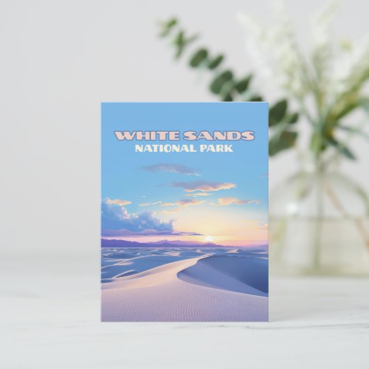 ホワイトサンズナショナルパークサンセットデュネスニューメキシコ ポストカード (スタンド正面)