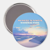 ホワイトサンズナショナルパークサンセットデュネスニューメキシコ マグネット (正面/裏面)