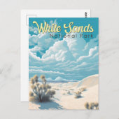 ホワイトサンズナショナルパークトラベルアートヴィンテージ ポストカード (正面/裏面)