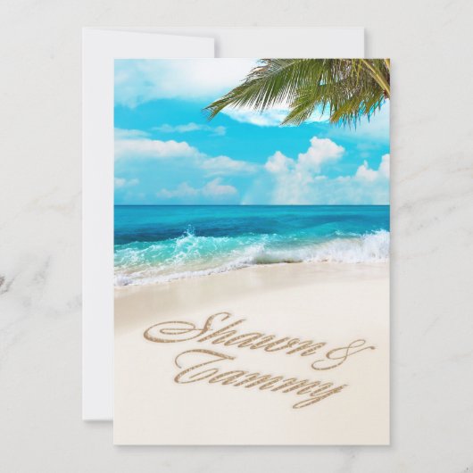 ホワイトサンズ頼ビーチ名を砂に入れる 招待状 (正面)
