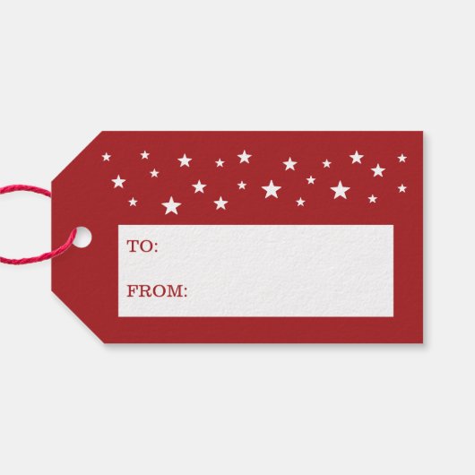 ホワイトサンタライとメリークリスマス文字オンレッド ギフトタグ (裏面横)