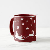 ホワイトサンタライとメリークリスマス文字オンレッド マグカップ (正面左)