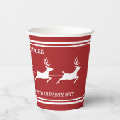ホワイトサンタライとメリークリスマス文字オンレッド 紙コップ (裏面)