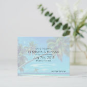 ホワイトサンディビーチとココナッツ結婚パームズSTD 案内ポストカード (スタンド正面)