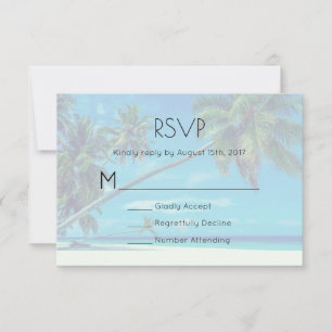 ホワイトサンディビーチウィズココナッツパームズウェディングRSVP 出欠カード
