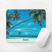 ホワイトサンディビーチウィズココナッツパームズ マウスパッド (マウス)