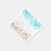 ホワイトサンディビーチスターフィッシュブルー海カスタムパーティー スタンダードカクテルナプキン (角)