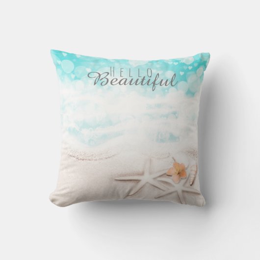 ホワイトサンディビーチスターフィッシュブルー海トロピカルC クッション (正面)