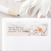 ホワイトサンディビーチスターフィッシュブルー海招待状 ラベル (インサイチュ)